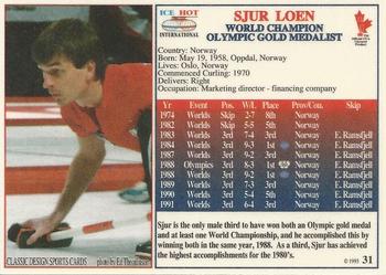 1993 Ice Hot International #31 Sjur Loen Back